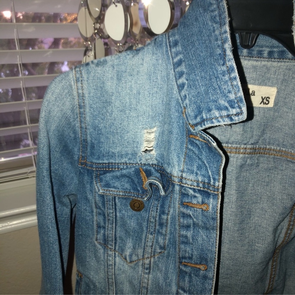 distressed cropped jean jacket
